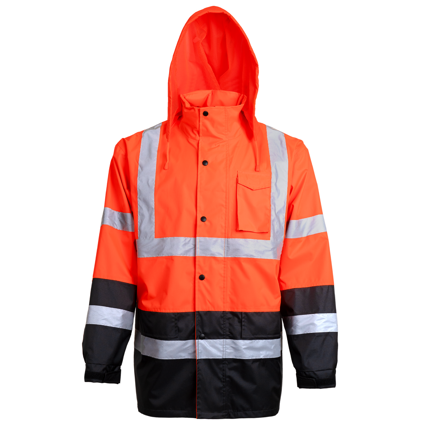 Hi-Vis Yellow Rain Jacket with 2" Reflective Strips