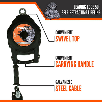 20’, 30’ & 50’ EDGEHOG SRL W/ SNAP HOOK, CLASS 2