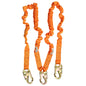 4.5' - 6’ DOUBLE LEG STRETCH INTERNAL SHOCK ABSORBING LANYARD WITH 3 STEEL SNAP HOOKS