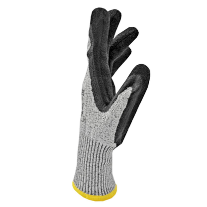 Cut-Resistant Safety Work Gloves with Sandy Nitrile Dipped Palms - Pack of 12