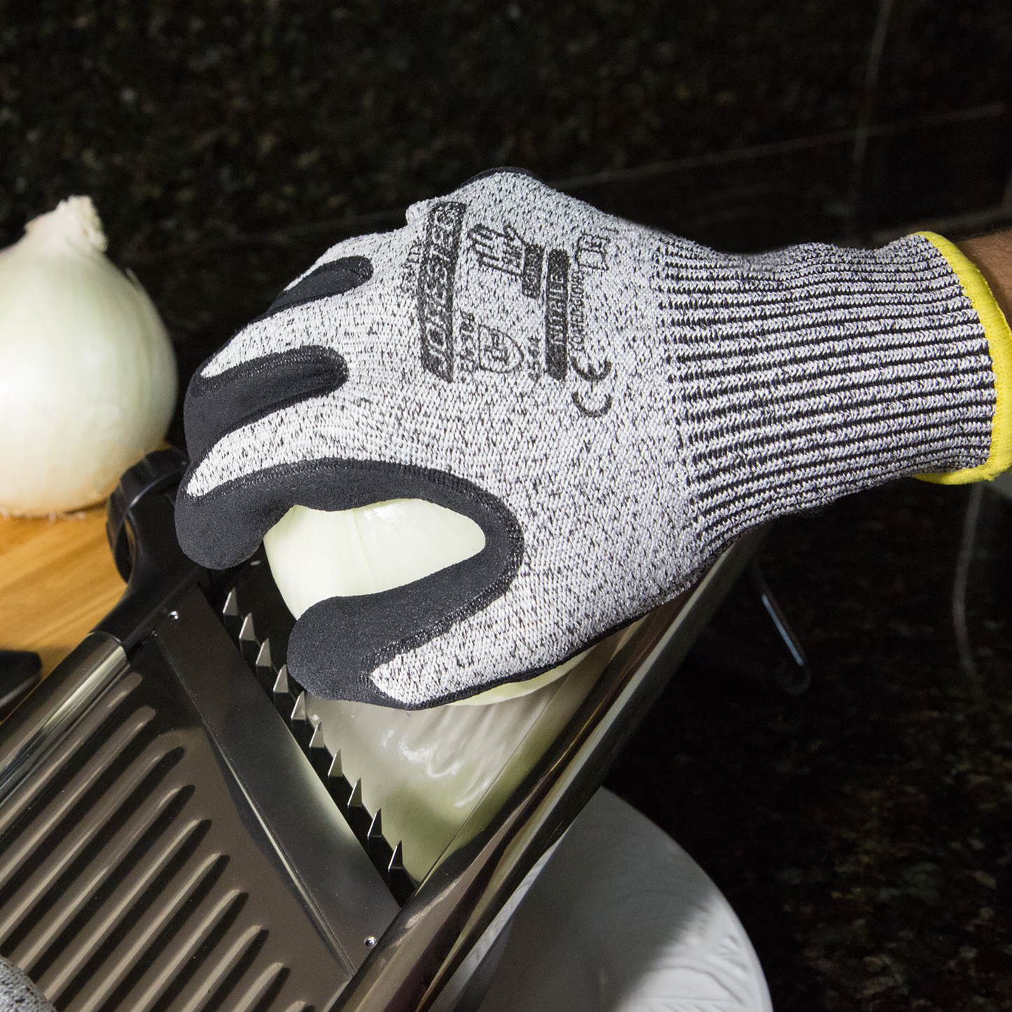 Cut-Resistant Safety Work Gloves with Sandy Nitrile Dipped Palms - Pack of 12
