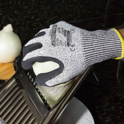 Cut-Resistant Safety Work Gloves with Sandy Nitrile Dipped Palms - Pack of 12