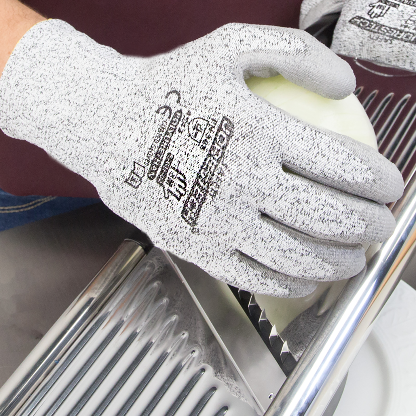 Cut-Resistant Safety Work Gloves with Polyurethane Dipped Palms - Pack of 12
