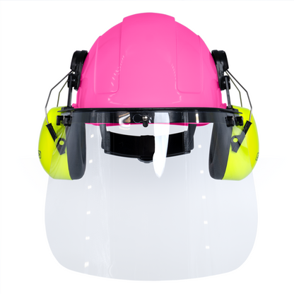 Cap-Style Hard Hat Kit with Lime Mountable Earmuffs and Hi-Transparency Face Shield