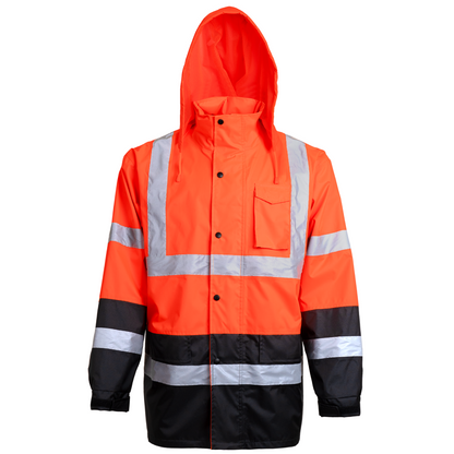 Hi-Vis Yellow Rain Jacket with 2" Reflective Strips