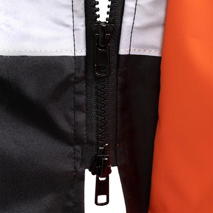 Hi-Vis Yellow/Black Rain Jacket with 2" Reflective Strips