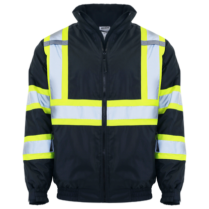 Hi-Vis X-Back Two-Tone Safety Bomber Jacket with Reflective Stripes