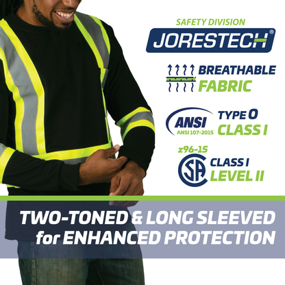 Hi-Vis X-Back Reflective Two-Tone Safety Long Sleeve Shirt