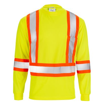 Hi-Vis X-Back Reflective Two-Tone Safety Long Sleeve Shirt