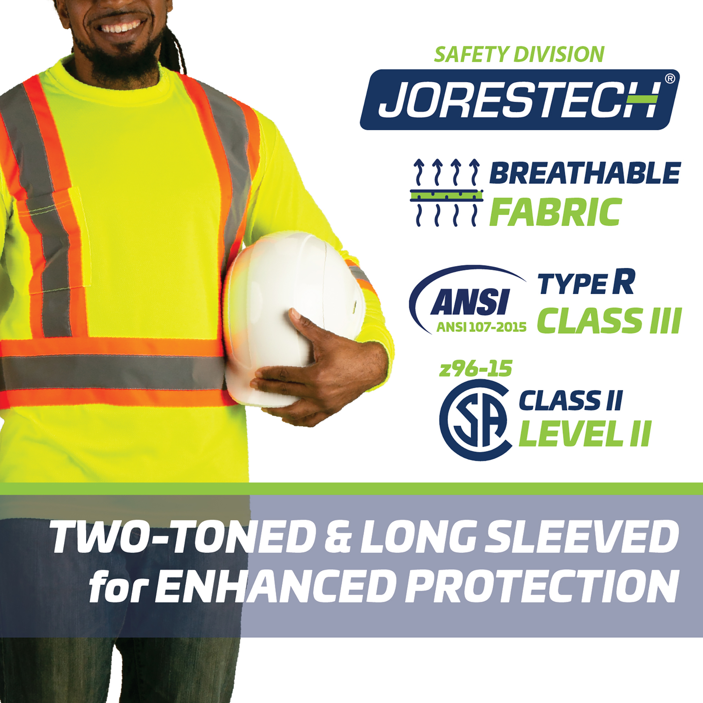 Hi-Vis X-Back Reflective Two-Tone Safety Long Sleeve Shirt