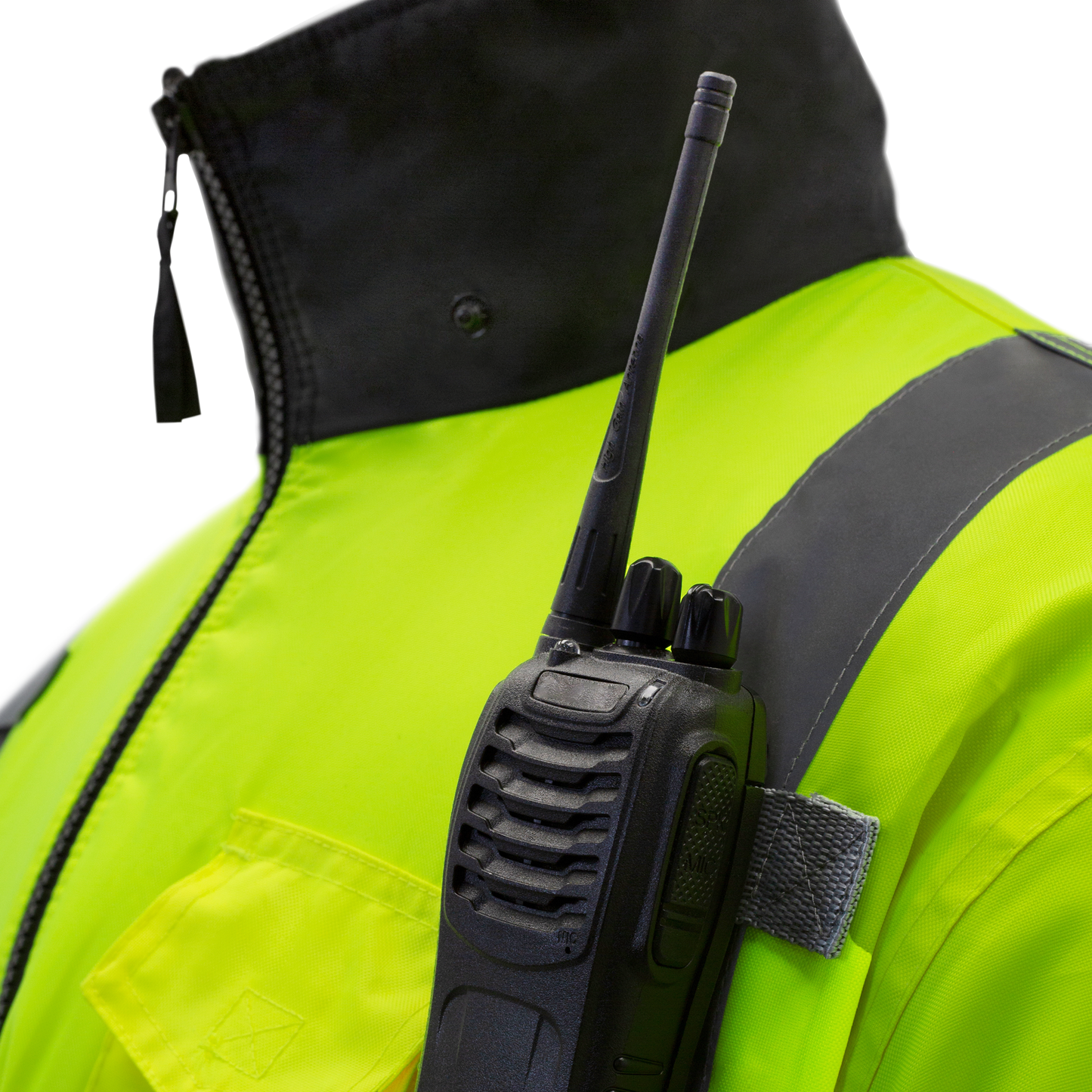 Hi-Vis Safety Bomber Jacket with Reflective Stripes