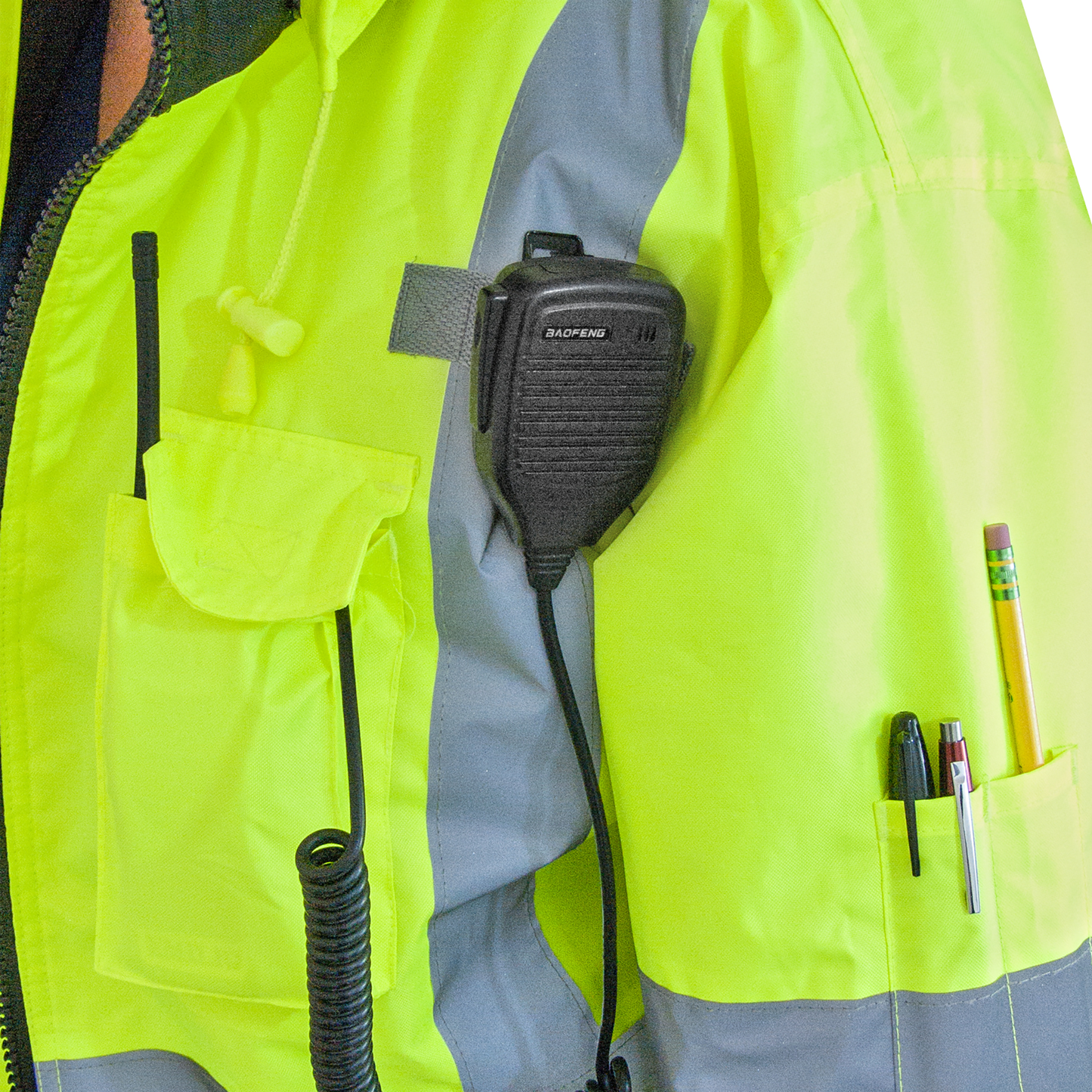Hi-Vis Safety Bomber Jacket with Reflective Stripes