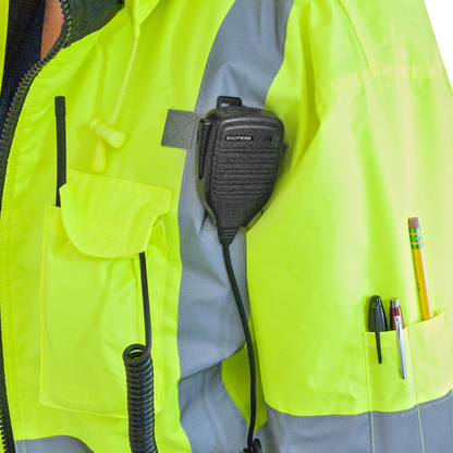Hi-Vis Safety Bomber Jacket with Reflective Stripes