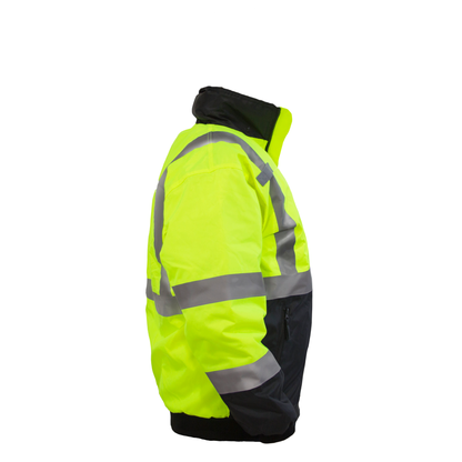 Hi-Vis Safety Bomber Jacket with Reflective Stripes