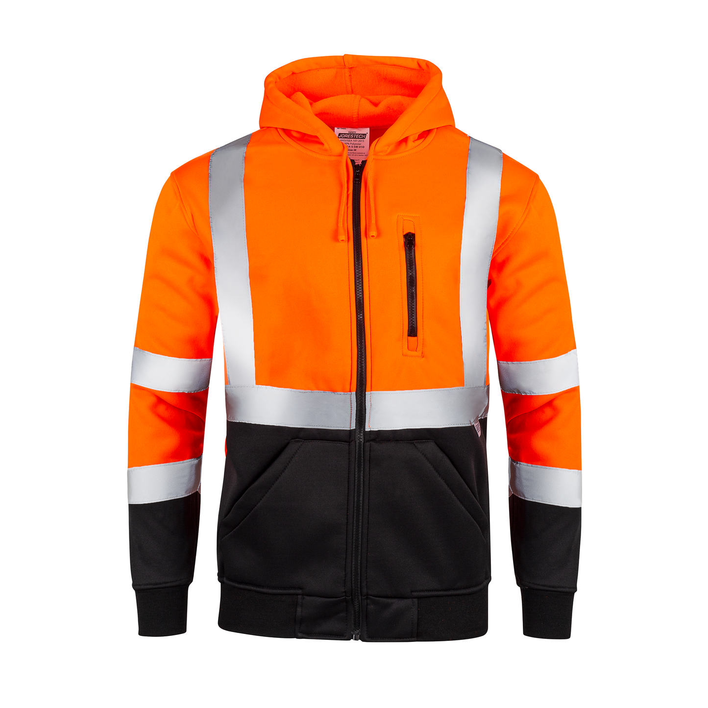 Hi-Vis Safety Hooded Sweatshirt with Reflective Stripes