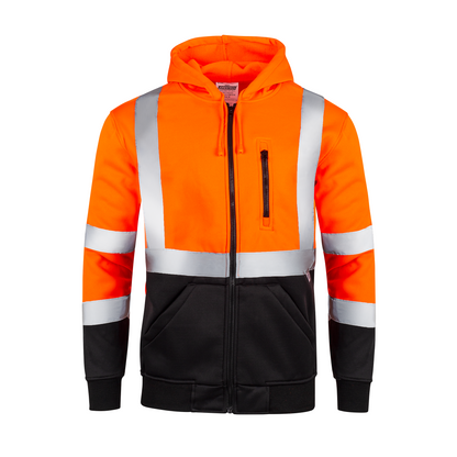 Hi-Vis Safety Hooded Sweatshirt with Reflective Stripes