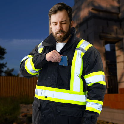 Hi-Vis Two-Tone Safety Jacket with Reflective Stripes