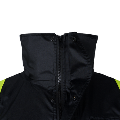 Hi Vis Two Tone Safety Rain Jacket With X Reflective Stripes