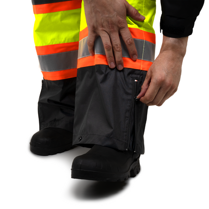 Hi-Vis Two Tone Orange/Black Rain Pants with Reflective Strips