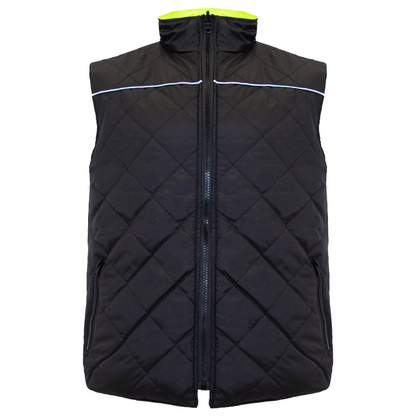 Hi-Vis Yellow/Black Reversible Insulated Safety Vest with Reflective Strips