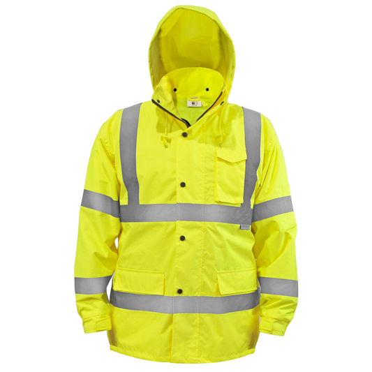 Hi-Vis Yellow Rain Jacket with 2" Reflective Strips