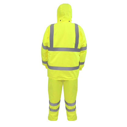 Hi-Vis Yellow Rain Set - Pants & Jacket with 2" Reflective Strips