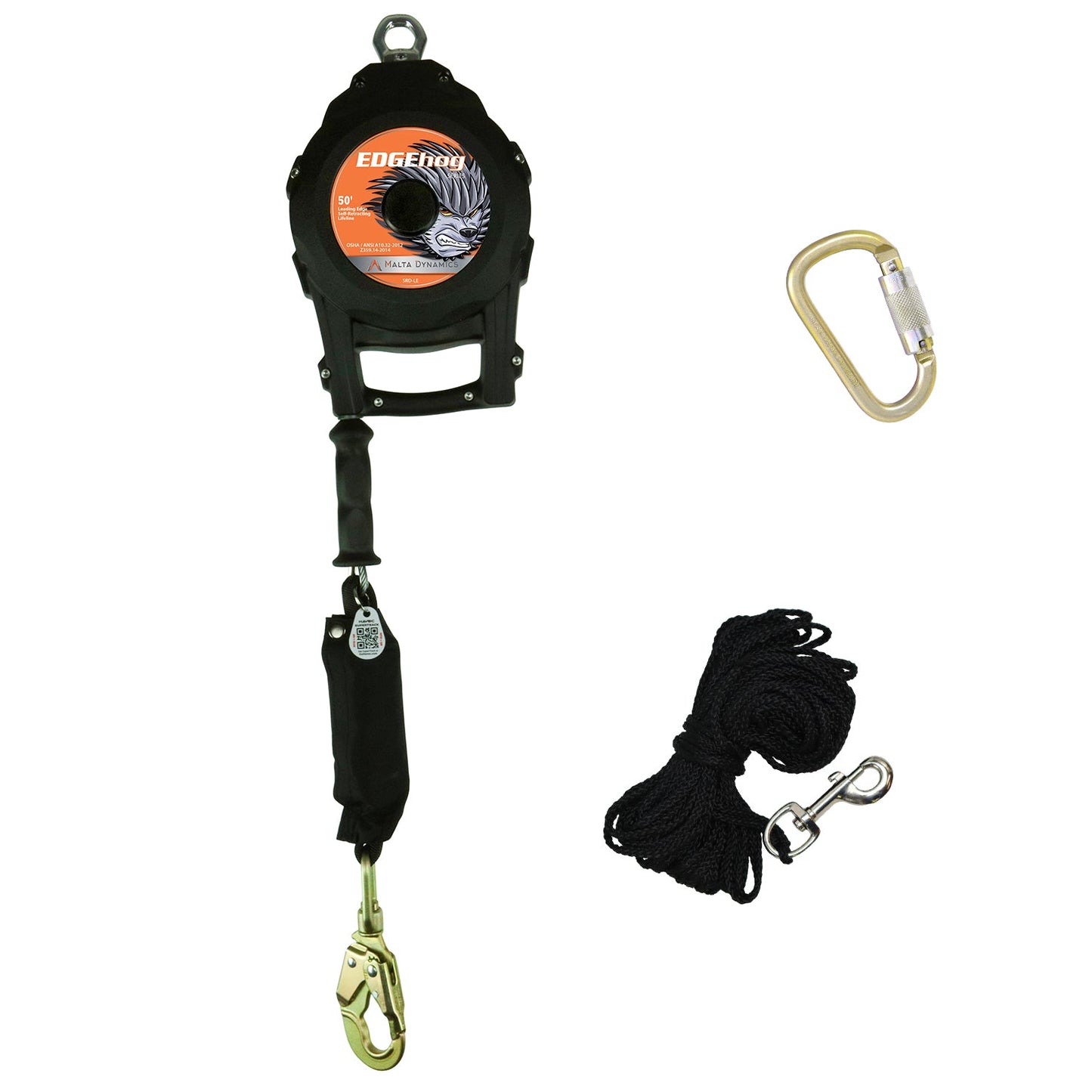 20’, 30’ & 50’ EDGEHOG SRL W/ SNAP HOOK, CLASS 2