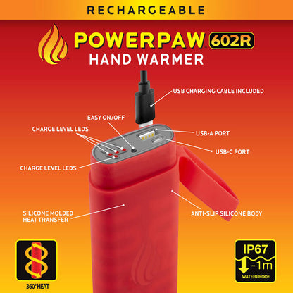 POWERPAW 602R Rechargeable Waterproof Hand Warmer & Power Bank