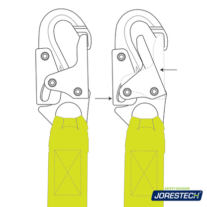 Single Leg Internal Shock-Absorbing Lanyard with Snap Hooks