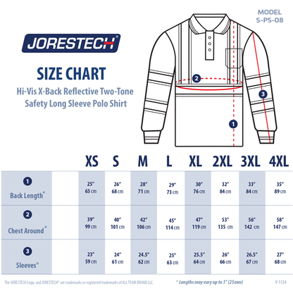 Hi-Vis X-Back Reflective Two-Tone Safety Long Sleeve Polo Shirt