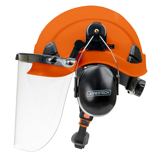 Safety Helmet System with Face Shield and Earmuffs