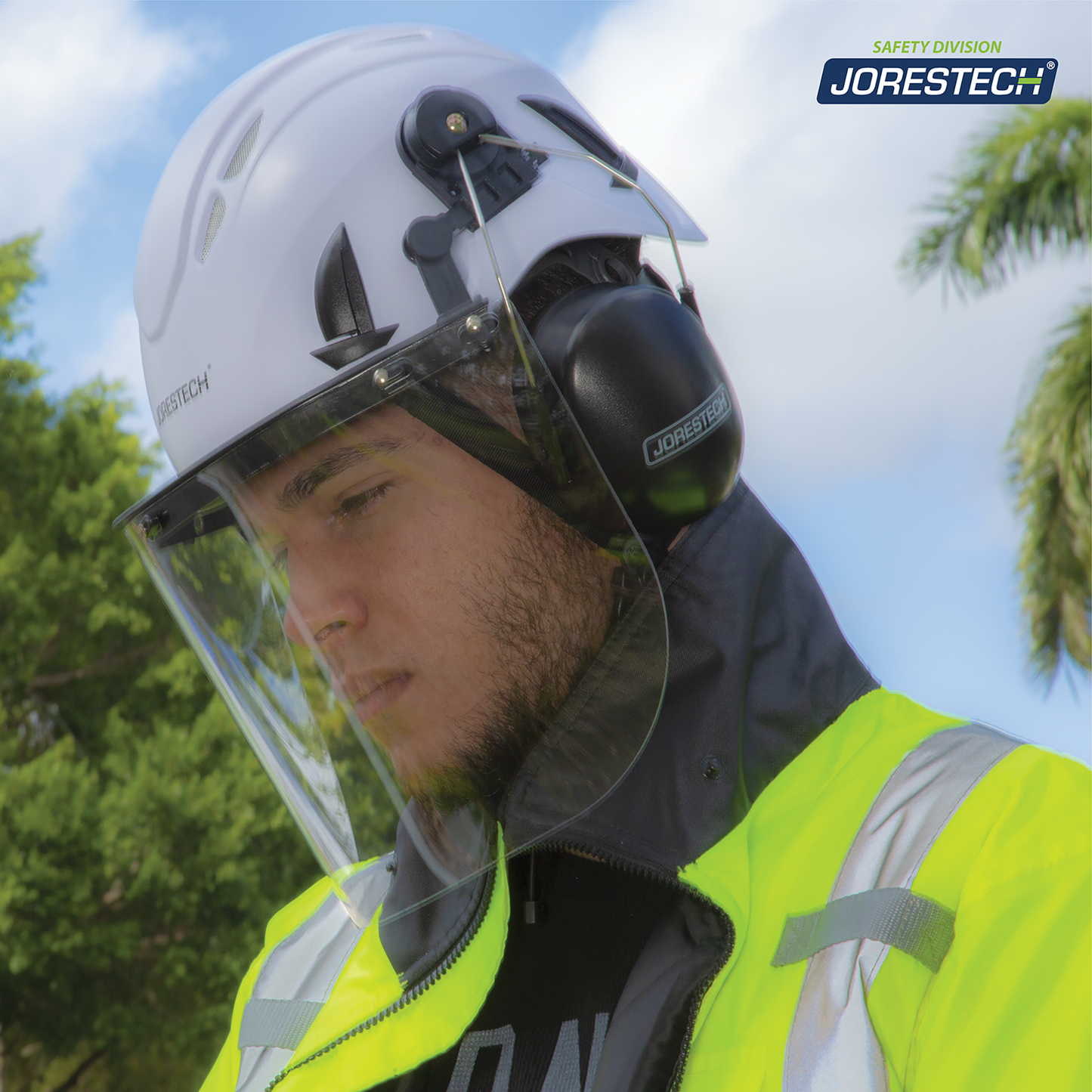 Ventilated Safety Work at Height Helmet System with Face Shield and Earmuffs